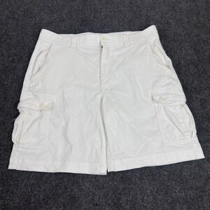 St Johns Bay Mens White Comfort Stretch Cargo Shorts Size 38 Cotton Spandex